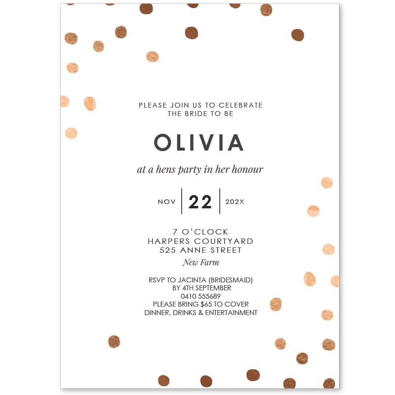 Golden Confetti Hens Invitations