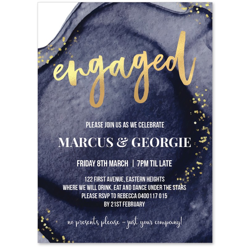 Golden Luxe Engagement Invitations