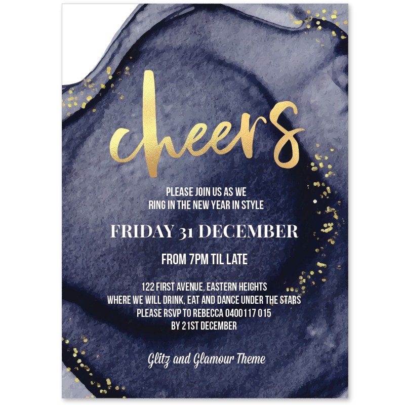 Golden Luxe New Years Invitations