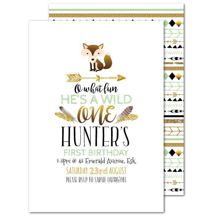 Golden One Birthday Invitations 