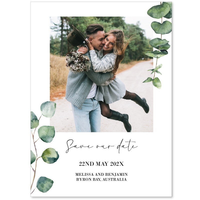 Native Greenery Photo Save the Date Card