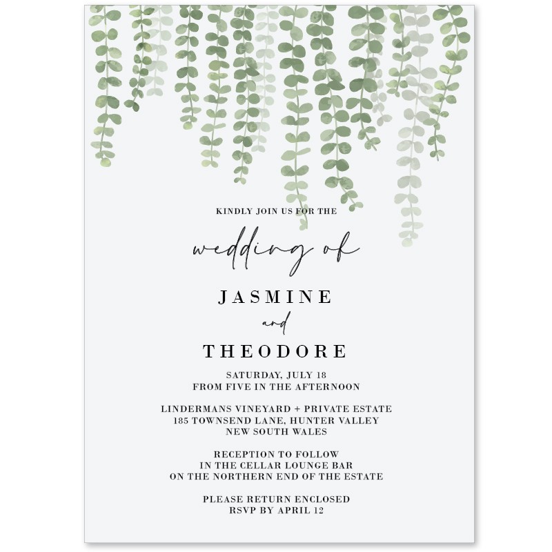 Hanging Greenery Wedding Invitations