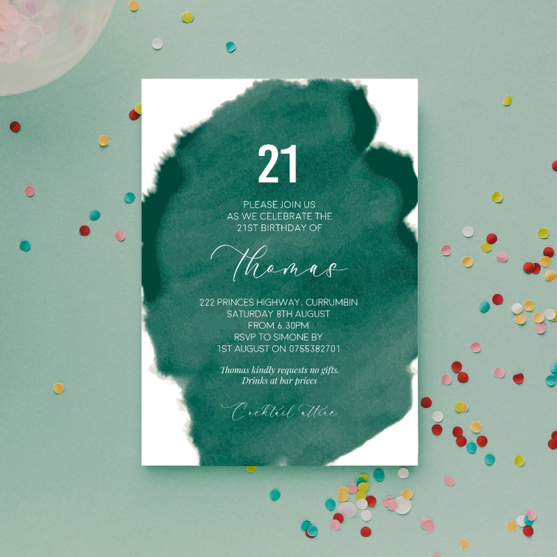 Emerald Watercolour Invitations