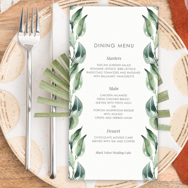Growing Vines Menu