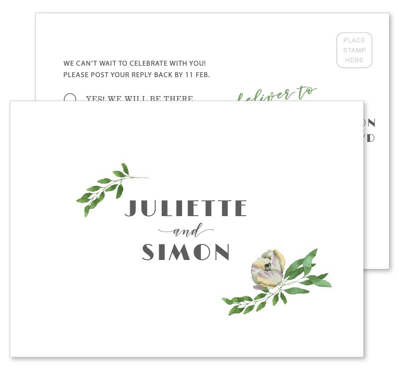 Gum Leaves Wedding Response Postcard