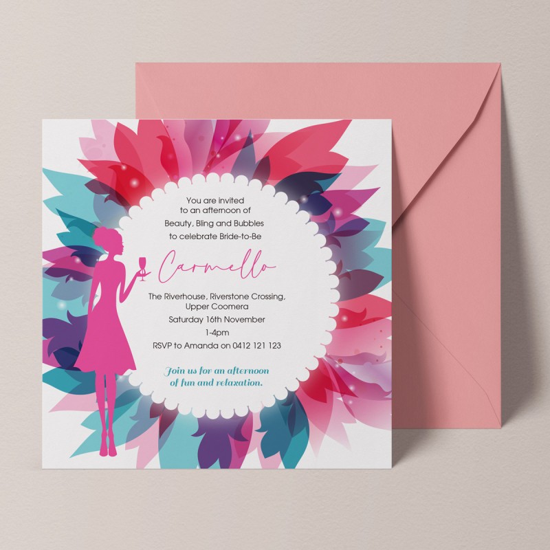 Beauty Bling Bubbles Invitations