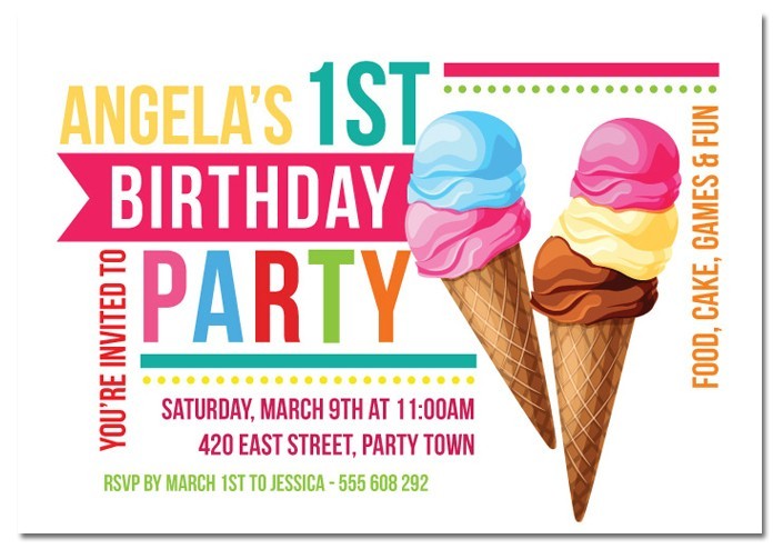 Ice Cream Frenzy Birthday Invitations