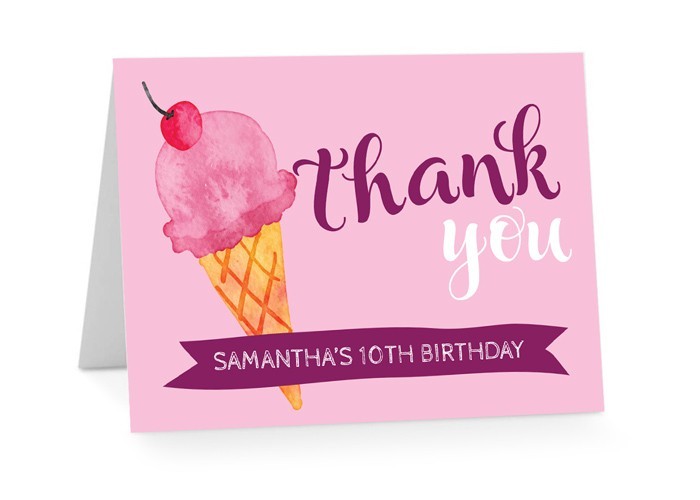 Icecream Birthday Thank You Cards