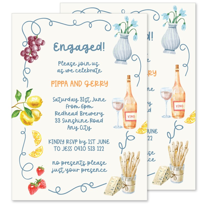 White Lotus Engagement Invitations