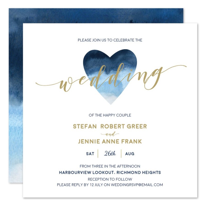Indigo Heart Wedding Invitations
