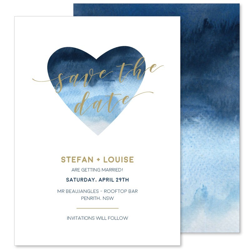 Indigo Heart Save the Date Card
