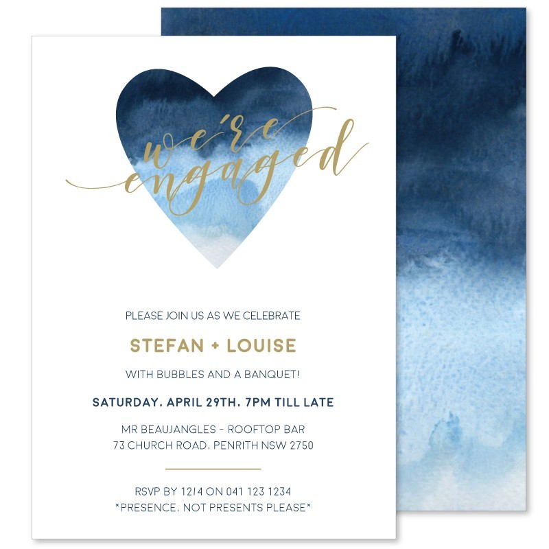 Indigo Heart Engagement Invitations