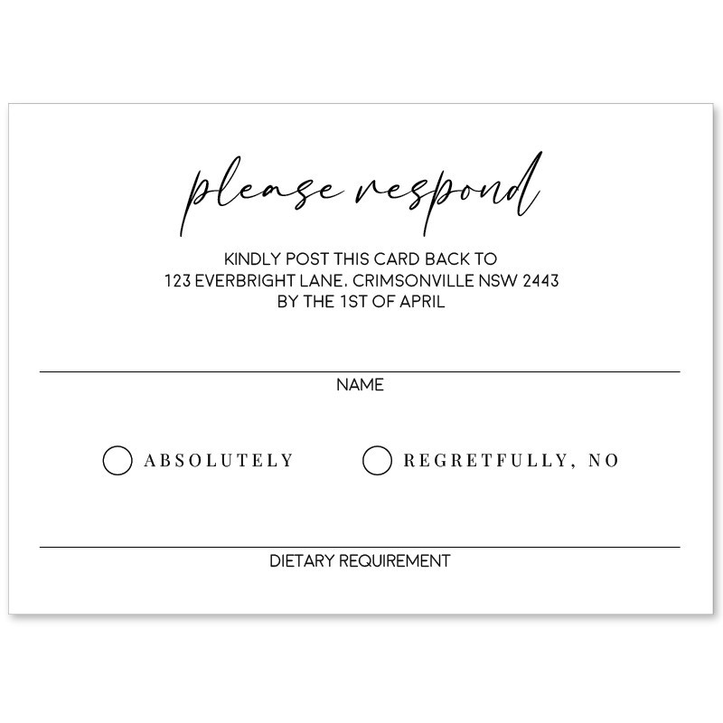 Innocent Wedding Response Card