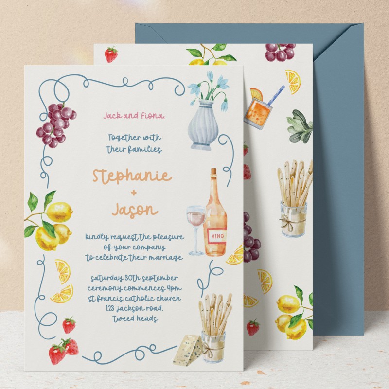 White Lotus Vibes Wedding Invitations