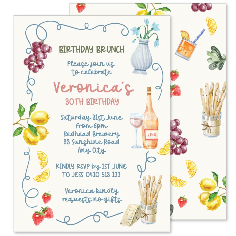 White Lotus Birthday Invitations