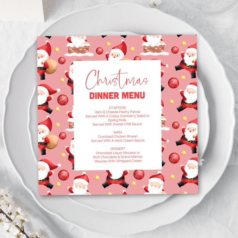 Jolly Santa Printed Christmas Menus