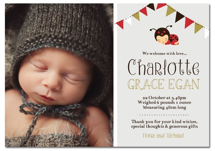 Ladybug Birth Announcement Cards
