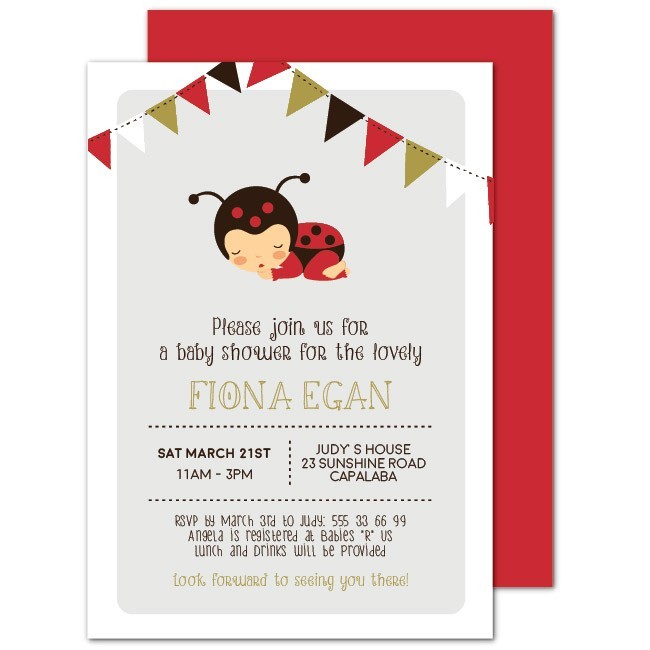 Ladybug Baby Shower Invitations
