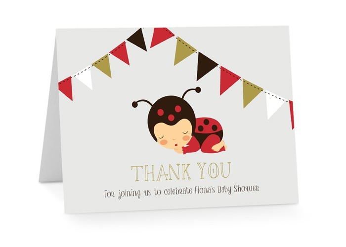 Ladybug Baby Shower Thank You Cards