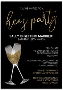 Last Night Out Hens Night Invitations