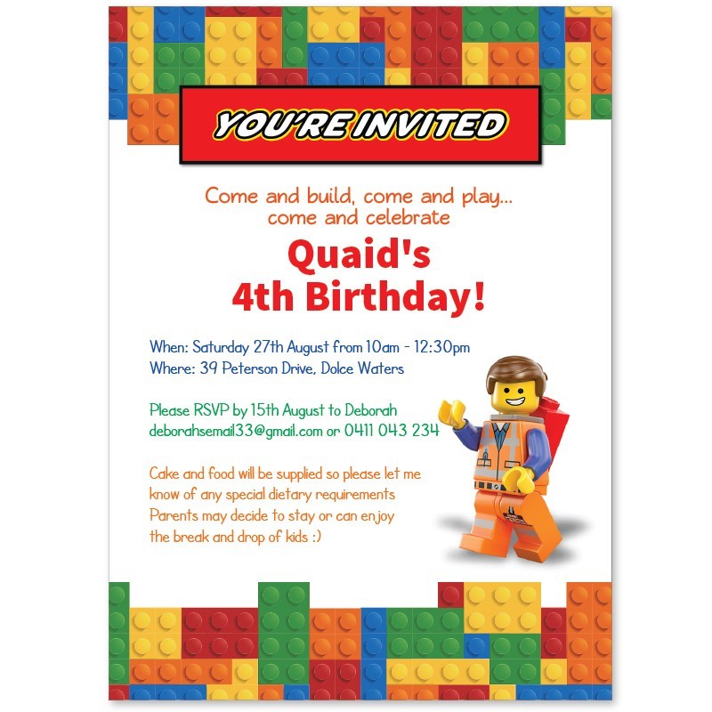 Lego Birthday Party Invitations
