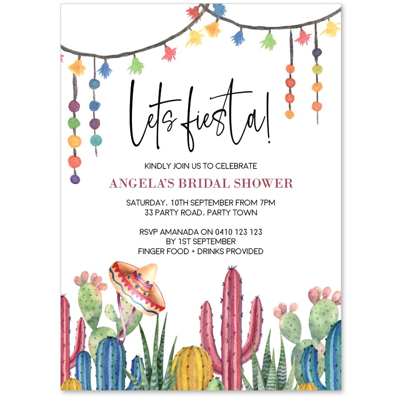 Let's Fiesta Watercolour Party Invitations