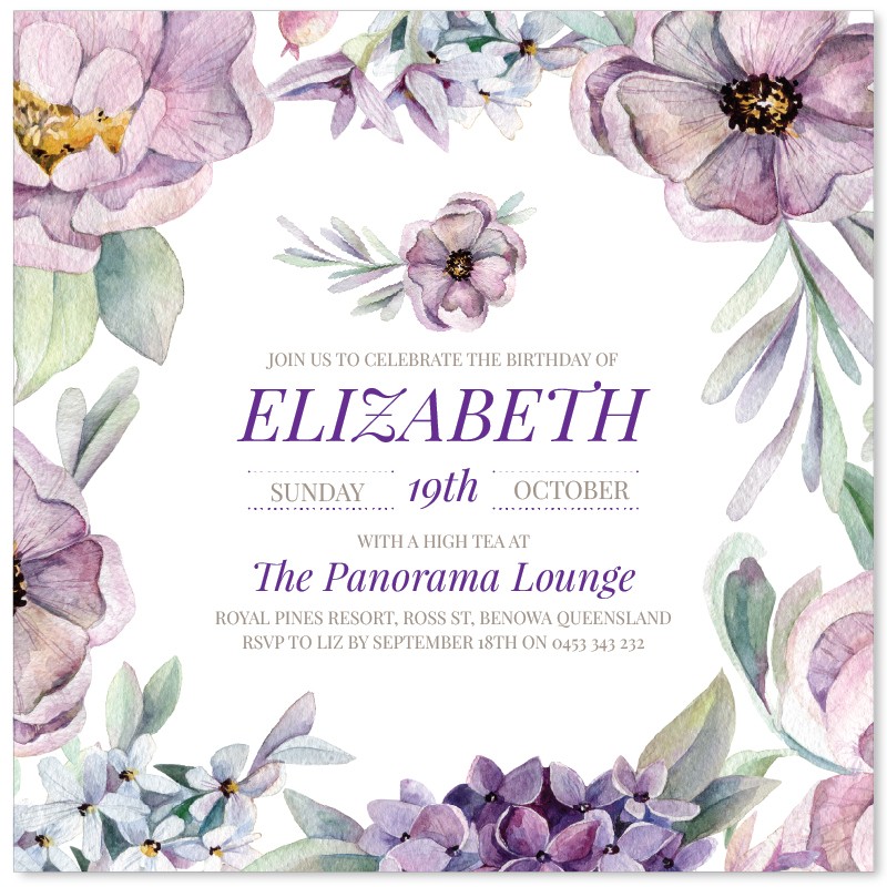 Lilac Lust Birthday Invitations