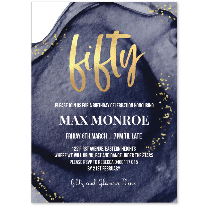 Golden Luxe 50 Birthday Invitations