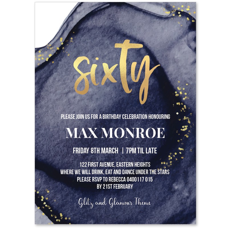 Golden Luxe 60 Birthday Invitations