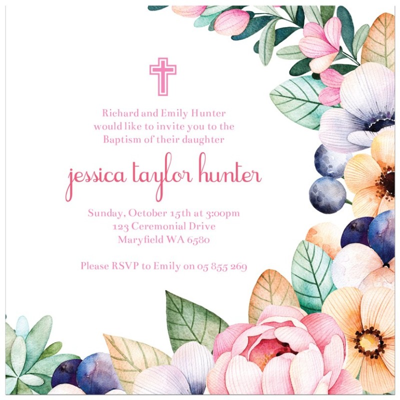 Magical Forest Christening Invitations