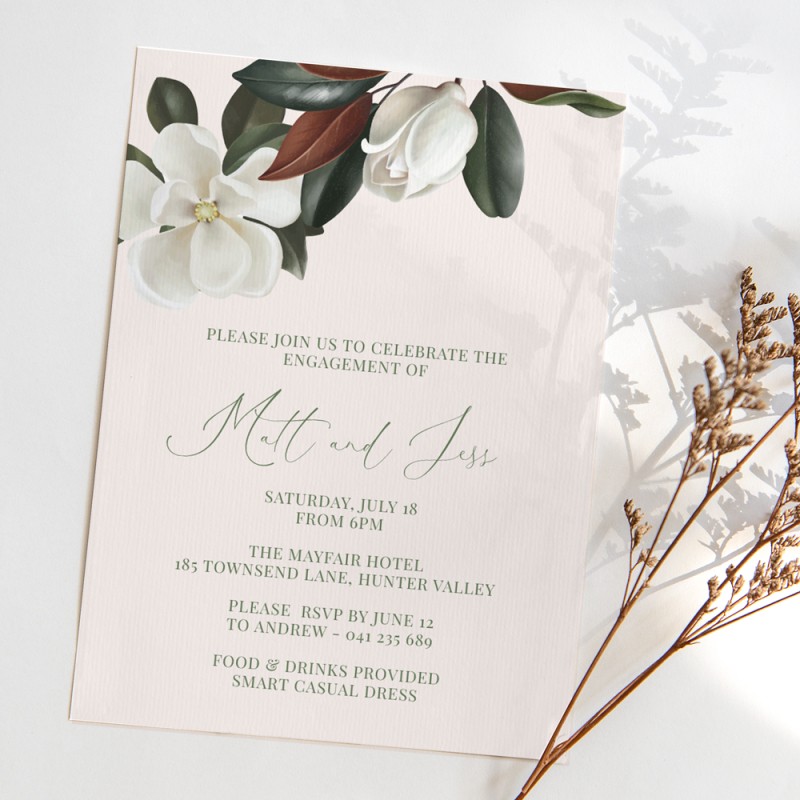 Magnolia Engagement Invitations