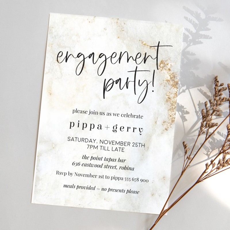 Marbled Modern Engagement Invitations