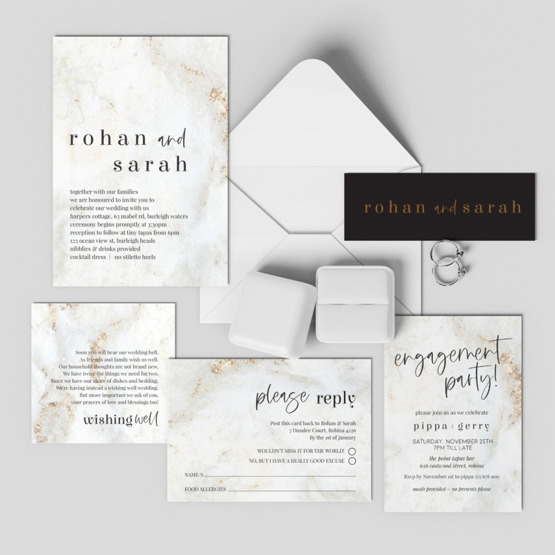 Marbled Modern Wedding Invitations