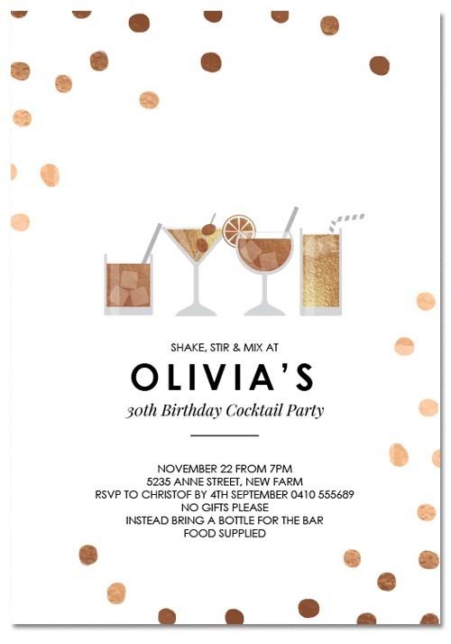 Martini Birthday Invitations