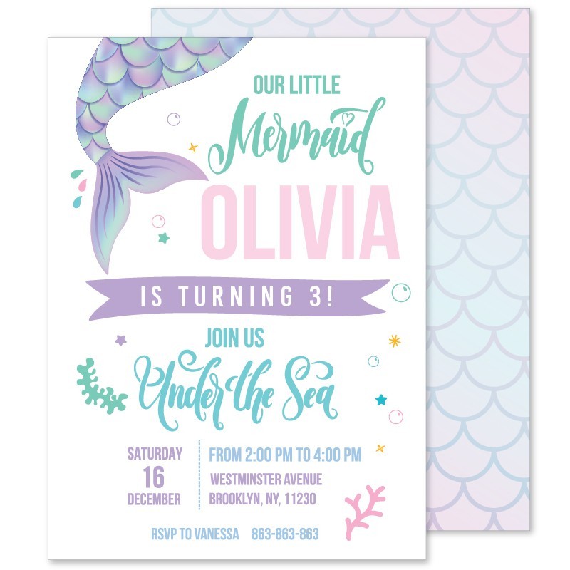 Mermaid Scales Birthday Invitations