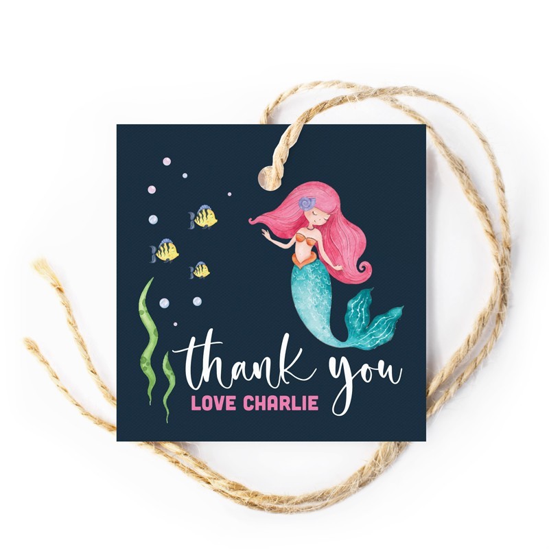 Mermaid Birthday Gift Favor Tags
