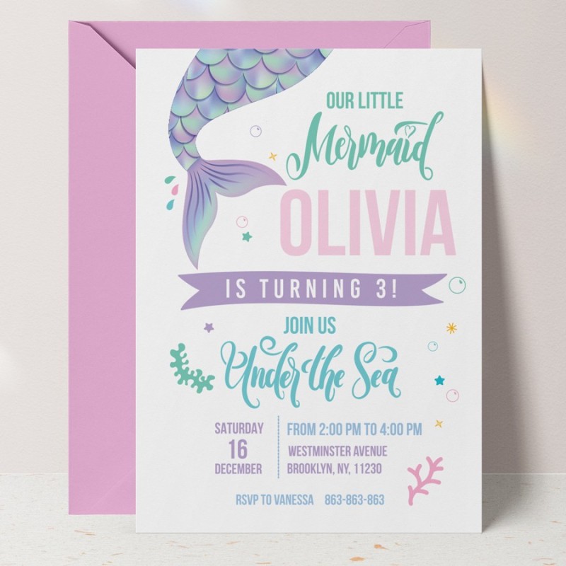 Mermaid Scales Birthday Invitations