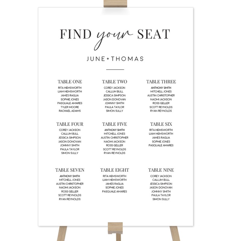 Innocent Wedding Seating Chart