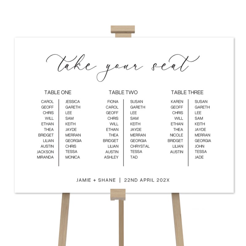 Memories Wedding Seating Chart