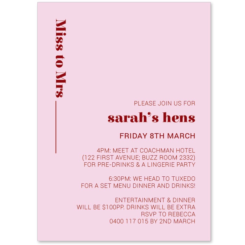 Miss to Mrs Invitations