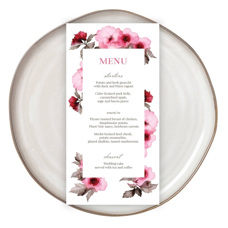 Modern Botanica Wedding Menu