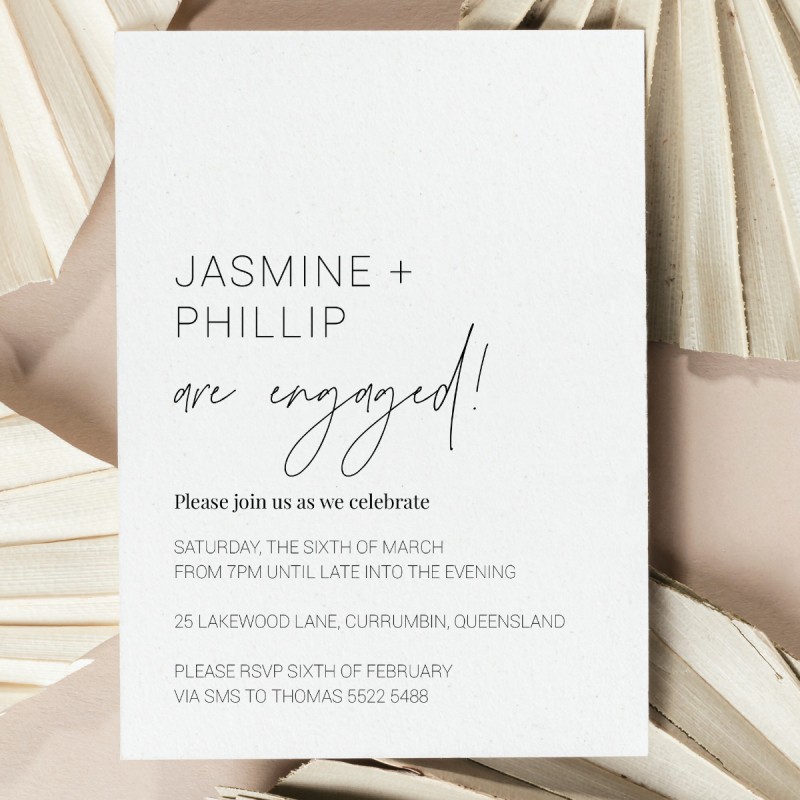 Modern Minimalist Engagement Invitations