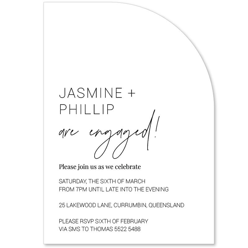 Modern Minimalist Half Arch Engagement Invitations