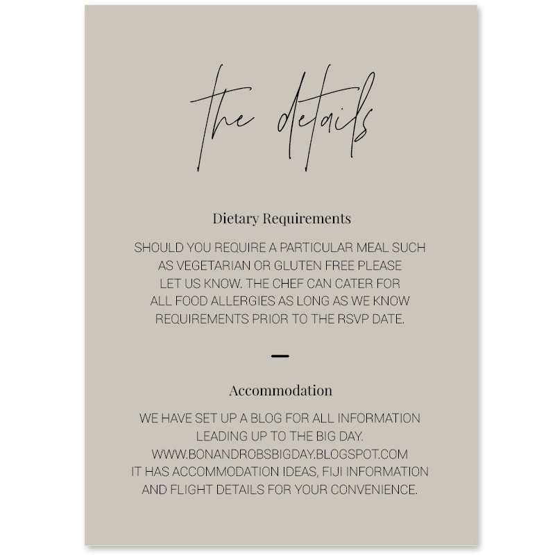 Modern Minimalist Wedding Details Card