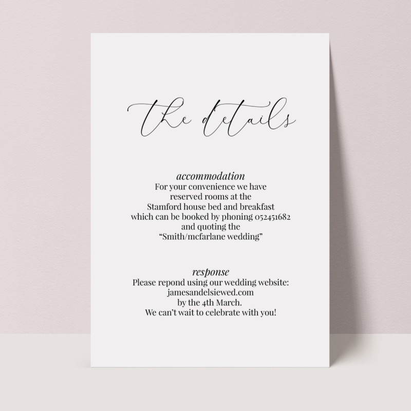 Neutral Love Wedding Extra Information Card