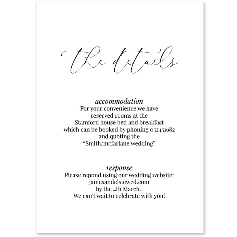 Neutral Love Wedding Extra Information Card