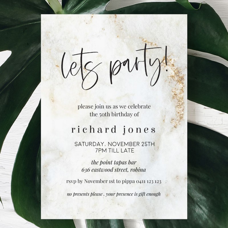 Marbled Modern Birthday Invitations