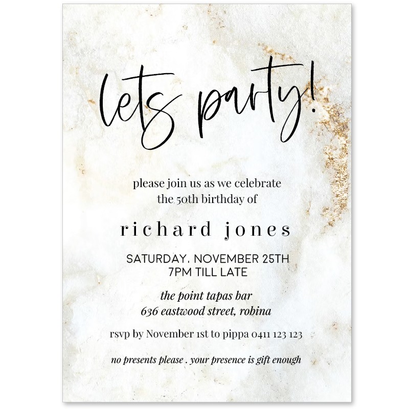 Marbled Modern Birthday Invitations