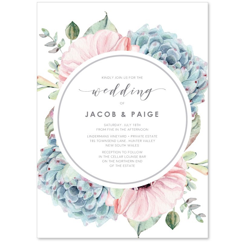 Modern Bouquet Wedding Invitations