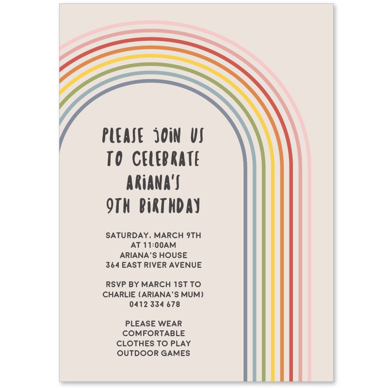 Rainbow Mod Birthday Invitations